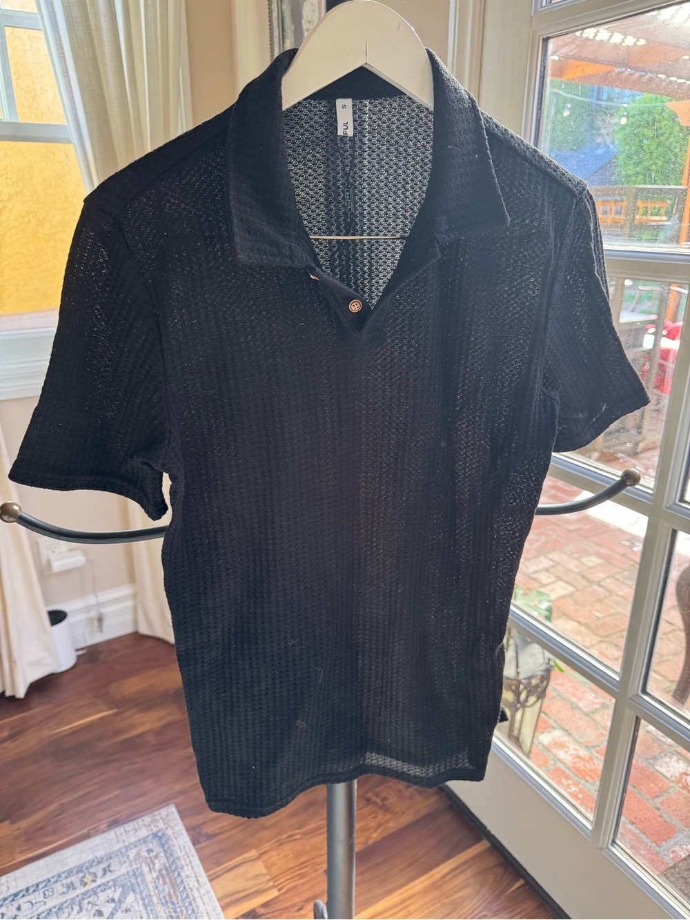 Zaful Men's Black Knit Polo Shirt - Brand Unspecified Size Small